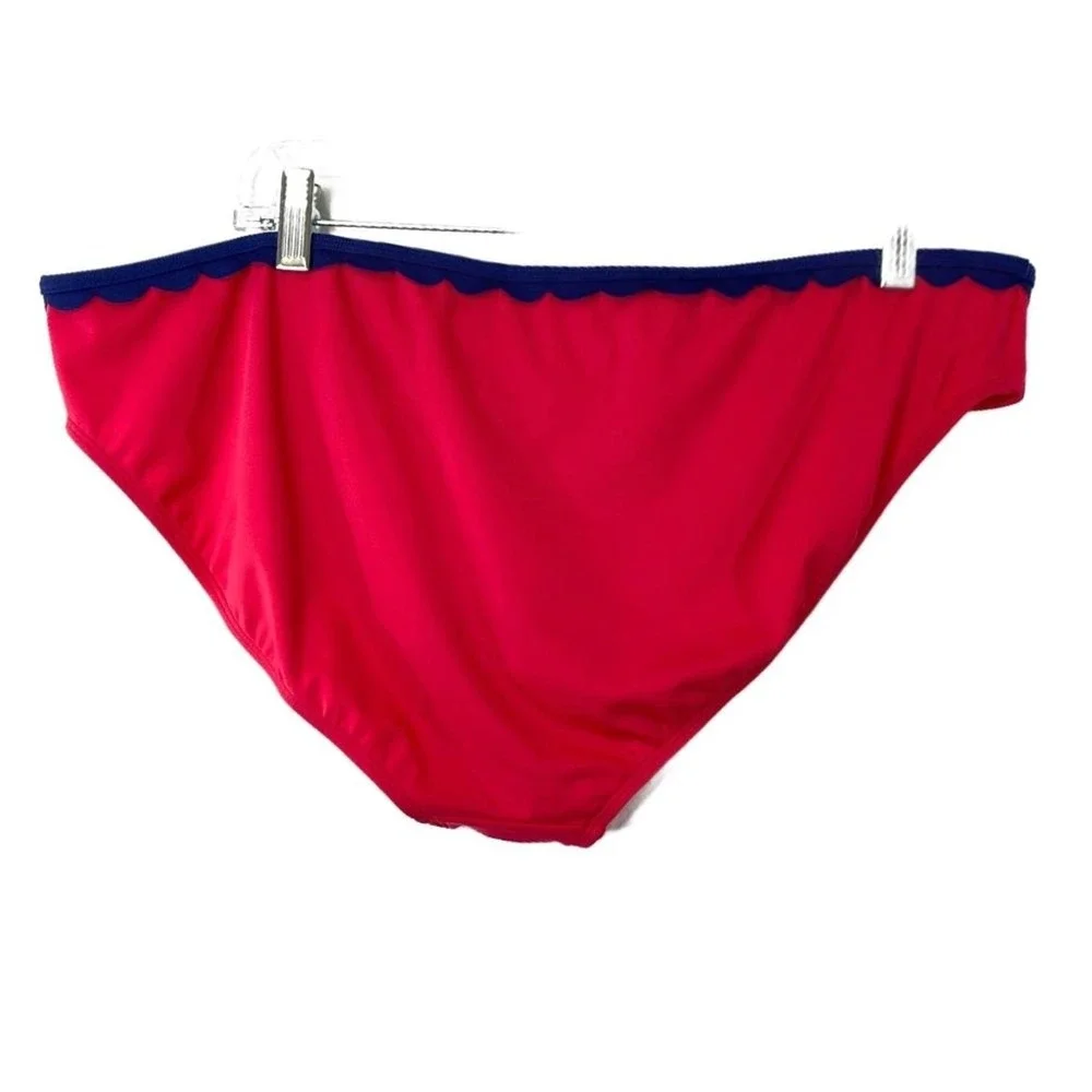 New‎  Boden  Womens Pink Bikini Navy Scalloped Hemline Swimsuit Bottom